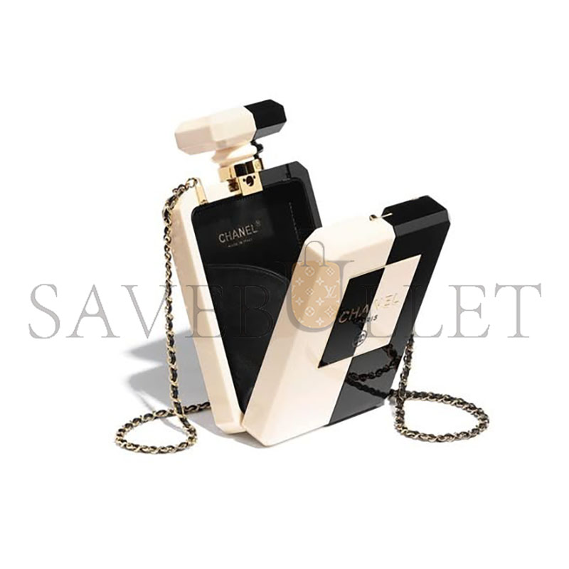 Ch**el master white black plexiglass perfume bottle clutch (20*12*4cm)